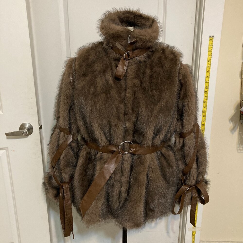 Dolls Kill Darker Wavs Chamber Faux Fur Jacket With Removable Sleeves